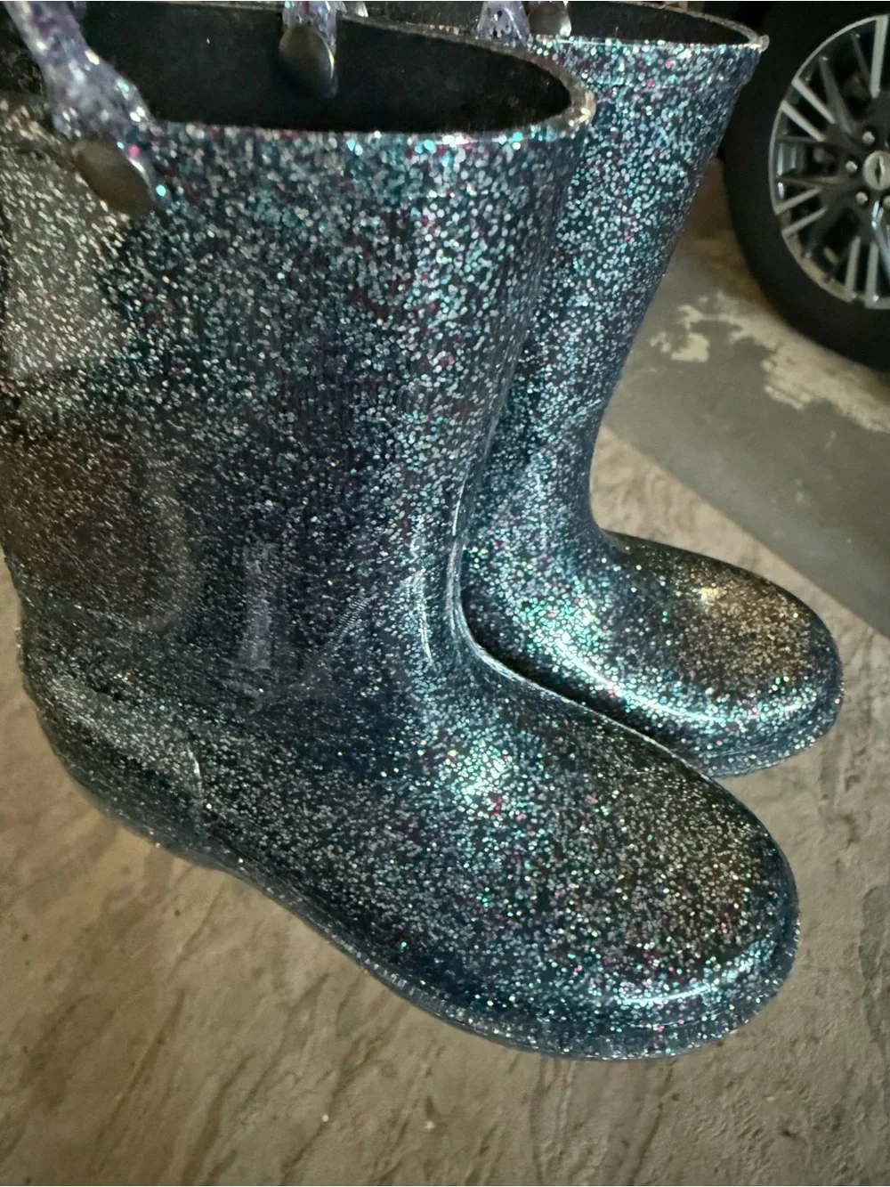 Western Chief Kids Glitter Rain Boots - Black with Multicolor Sparkle